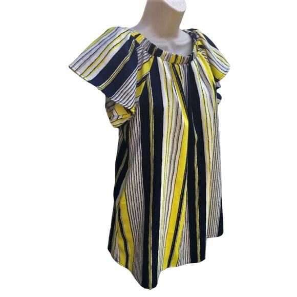 TCEC Tunic, Blue and Gold Striped, Lined, Size Small, Off-The-Shoulder - Picture 3 of 5